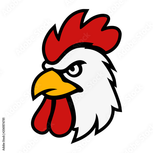 Rooster head vector illustration isolated on white background