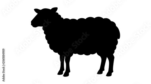 Sheep silhouette against a white background simple animal shape