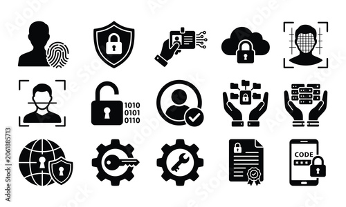 Digital identity protection silhouette pack designs vector illustration
