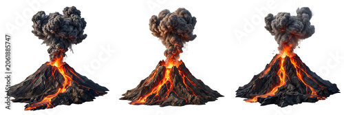 Photos Erupting Volcanoes Collection: Majestic Volcanic Mountains with Flowing Lava and