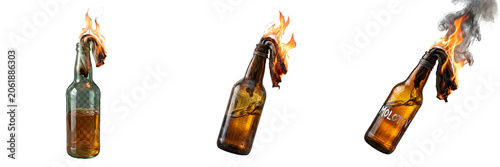 Photography Molotov Cocktails Collection: High-Quality Images of Flaming Glass Bottles with