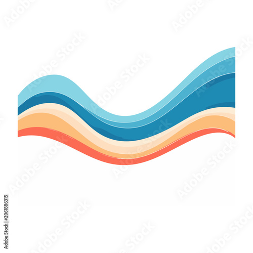 Curved ribbon in blue orange and white