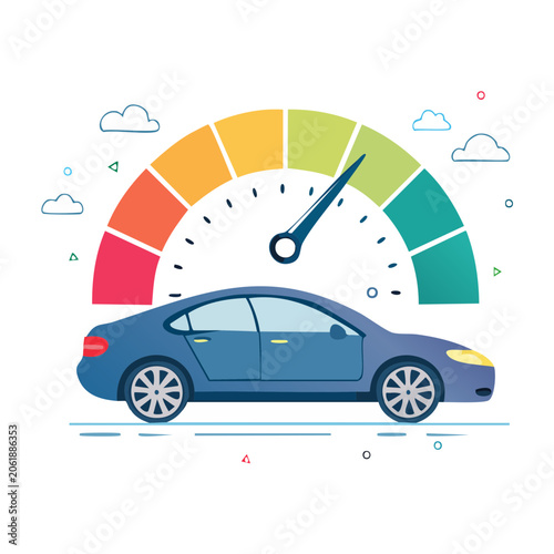 Flat design car with navigation map vector
