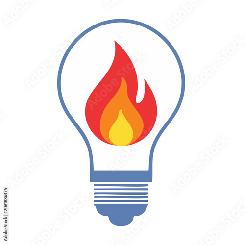 Flat design fire icon with warning symbol