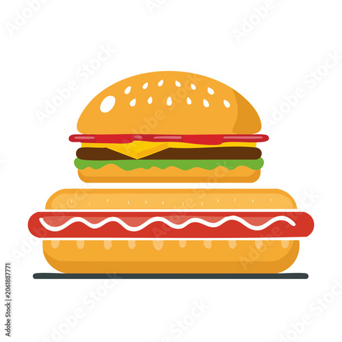 Cartoon hamburger with lettuce and tomato
