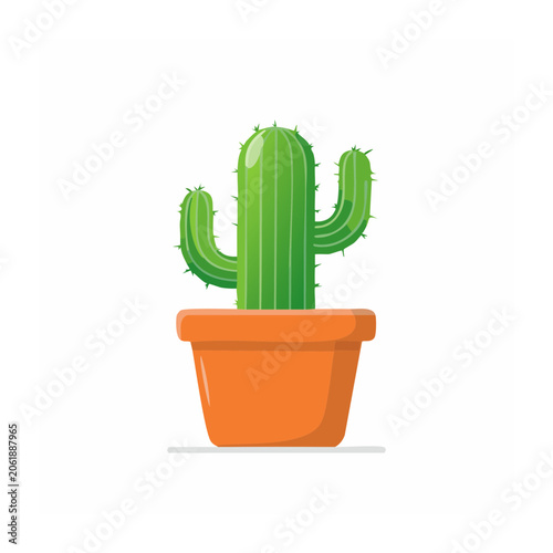 Minimalist 3D render of a cactus in an orange pot