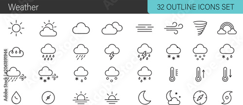 фотографія Modern Weather Icons Set Outline Style Vector Pack