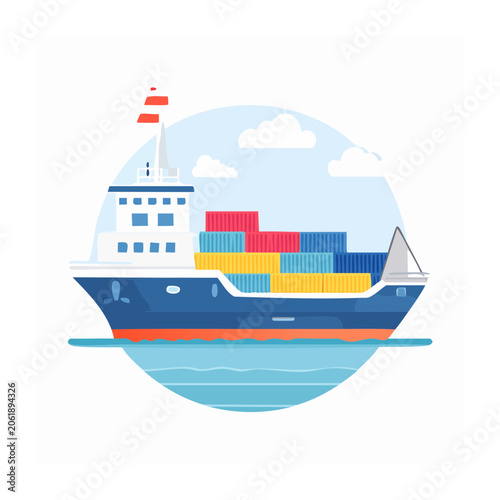 Cruise ship front view flat design