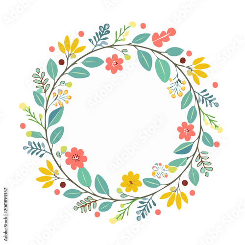 Flat design floral wreath vector