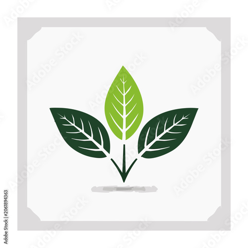 Flat design green plant leaf icon