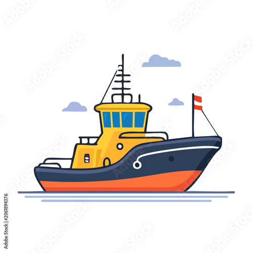 Flat design lighthouse and ship vector