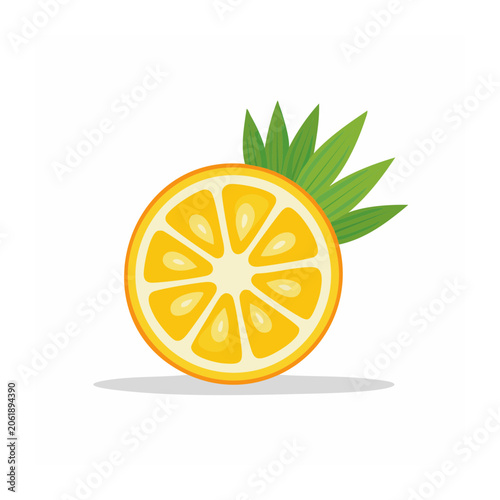 Flat design sunflower icon with leaf