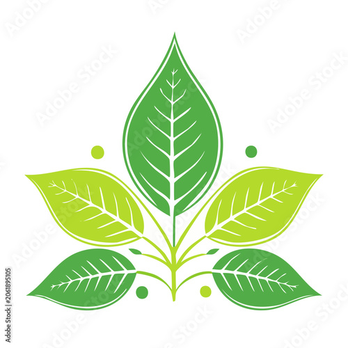 Flat design green plant with yellow buds vector
