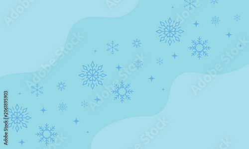 Blue winter background with elegant vector snowflakes