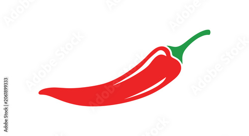 Simple and bold red chili pepper icon with a green stem, symbolizing spice, heat, and flavor for culinary and food industry branding projects.