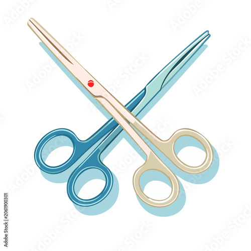 Blue and orange flat design scissors vector