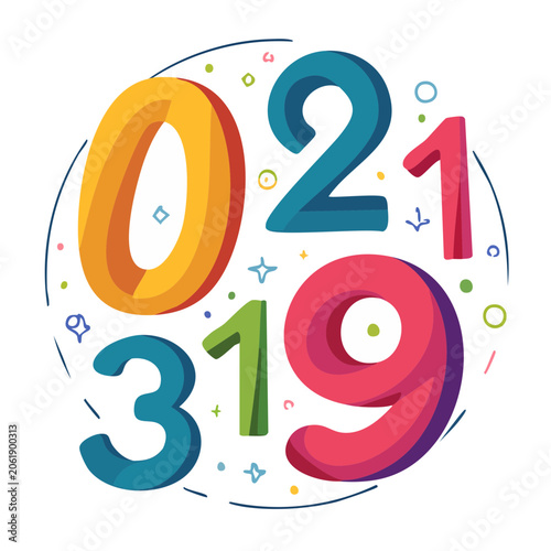 Colorful numbers in flat design style