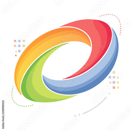 Curved multicolor ribbon vector