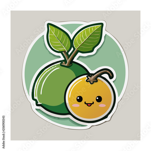 Cute Cartoon Apple and Orange Illustration