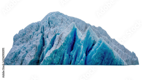 Obraz na płótnie Jagged blue ice mountain range with textured surface, isolated on transparent ba
