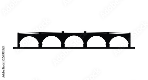 Картината върху платно Arched bridge silhouette against a white background a simple black graphic repre