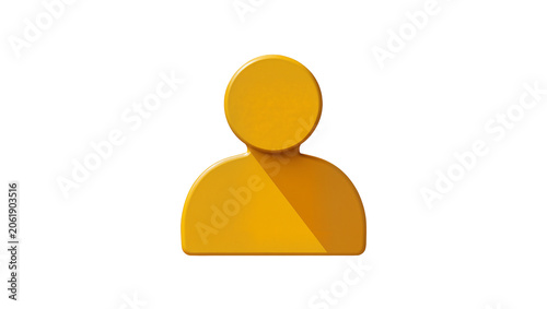 Golden 3D person icon with shadow, isolated on transparent background