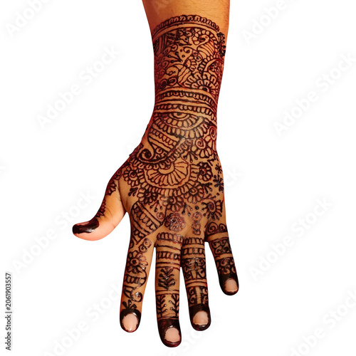 Fotografía Beautiful henna tattoo design on a woman hand