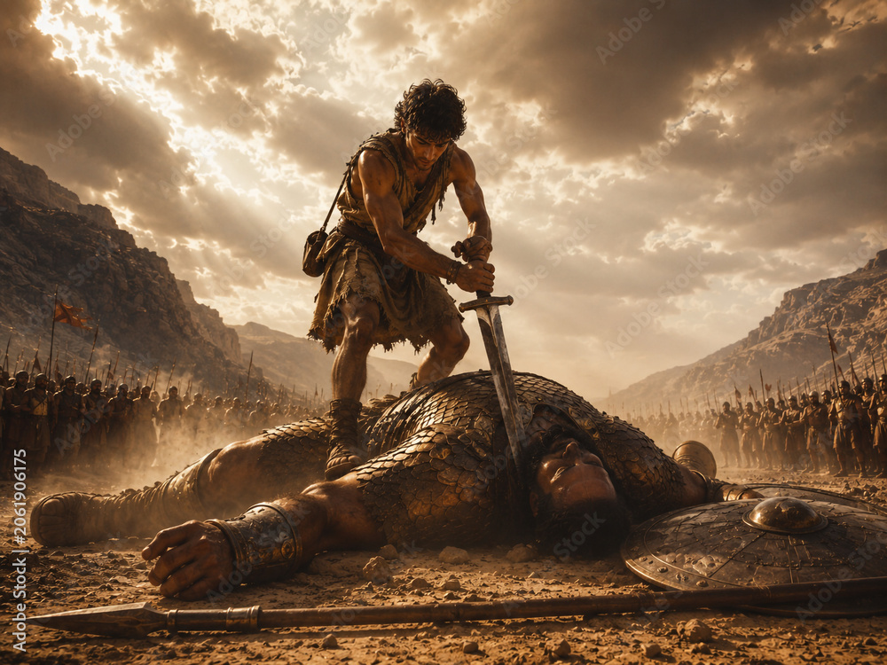 Obraz premium David With A Sword Held At Goliath's Neck