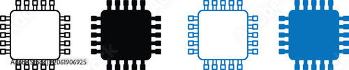 Foto Microchip integrated circuits black white and blue versions