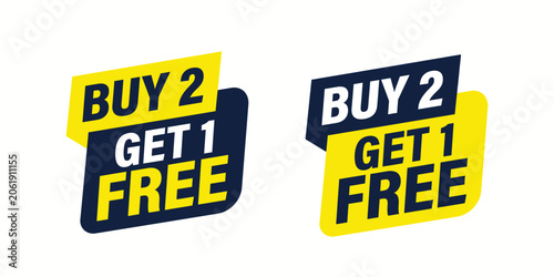 Vibrant Buy 2 Get 1 Free Sale Banners - Yellow and  Blue Promotional Designs