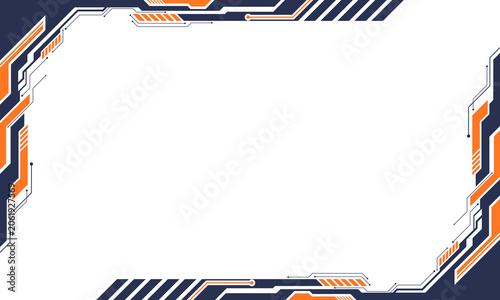 Futuristic Mecha Cyberpunk Frame, Modern Technology Geometric Border Background, Abstract Sci-Fi Stream Overlay Vector Illustration