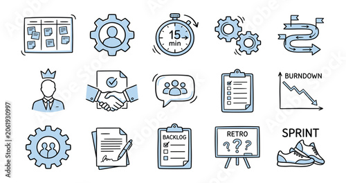 Foto Agile scrum methodology icons set
