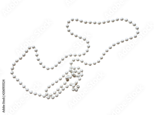 Canvastavla Tangled white pearl necklace string with a knot at the bottom on a transparent b