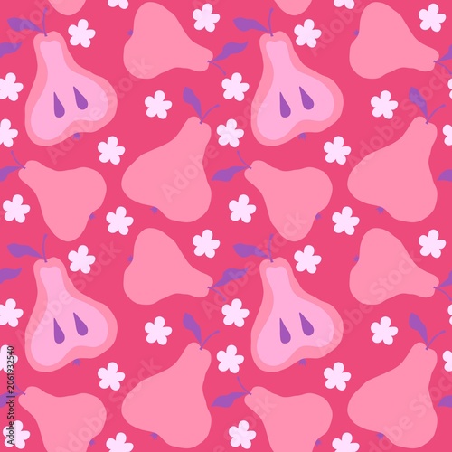 Summer fruit seamless pears pattern for wrapping paper and fabrics and kids and party accessories