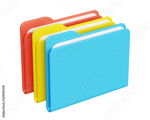 Foto Isometric 3D illustration of colorful folders filled with documents