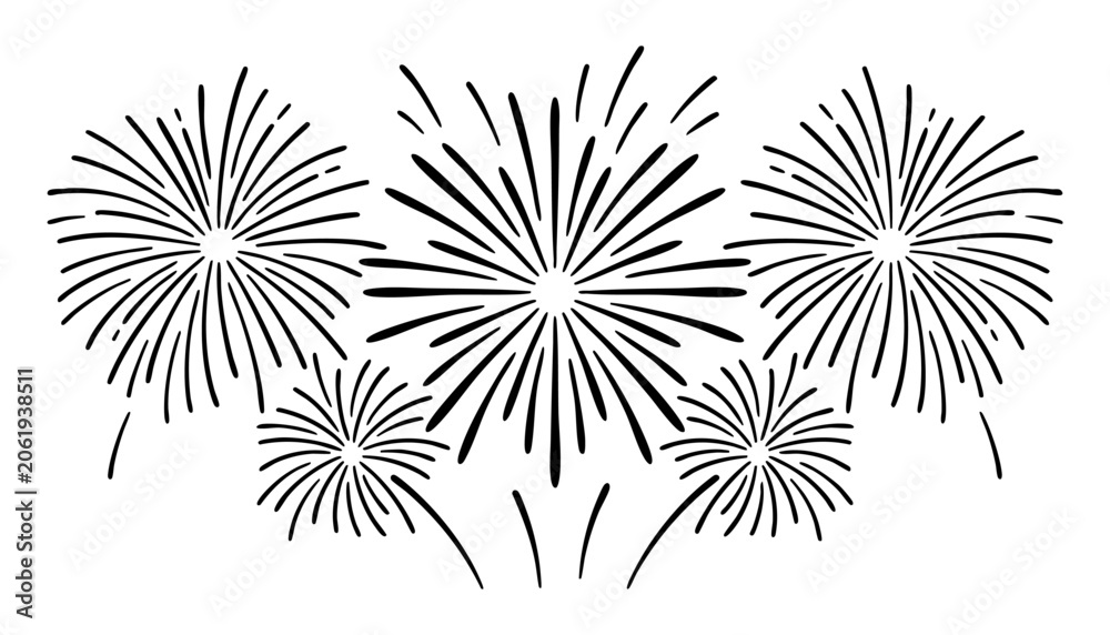 Obraz premium Set of hand drawn fireworks
