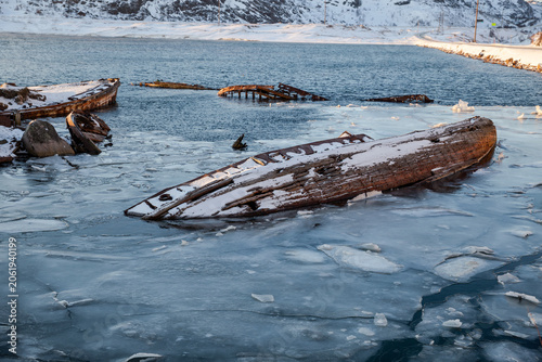 Sunken old boats in Teriberka