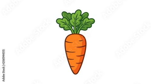 Schilderij op canvas Fresh orange carrot with lush green leafy tops