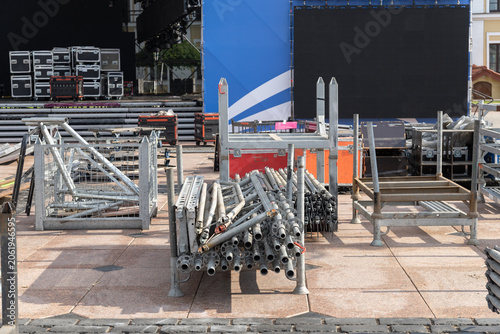 Outdoor concert stage under construction