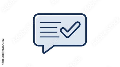 Message bubble with checkmark symbol for confirmation