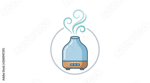 Essential oil diffuser with mist swirls in a circular frame