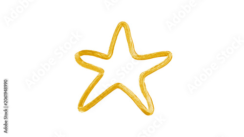 Isolated golden star outline on transparent background