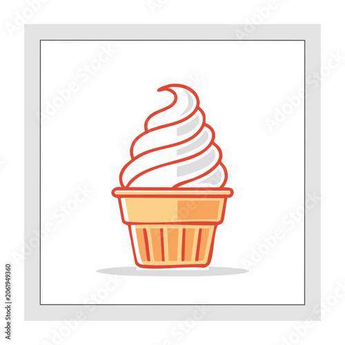 Flat design cupcake with number two topping