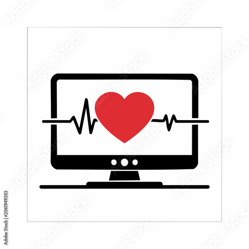 Flat design heart with sound waves icon