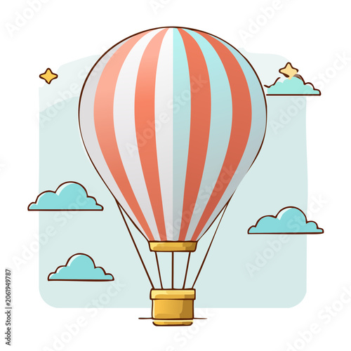Flat design 3D lamp with orange shade and blue base