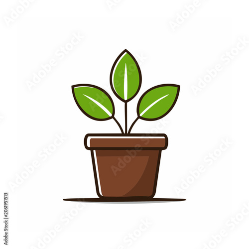 Minimalist potted plant 3D render
