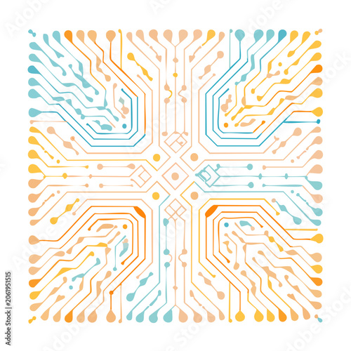 Geometric blue orange abstract pattern vector