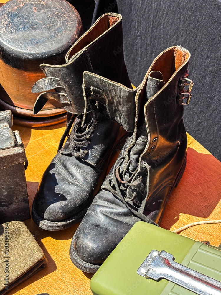 Fototapeta premium Vintage black leather