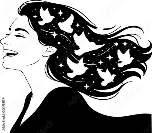 Zumba Stress Relief Silhouette: Mental Wellness Dance Vector, Happy Fitness Mindset Icon