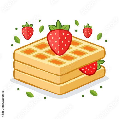 Cartoon strawberry cake slice top view